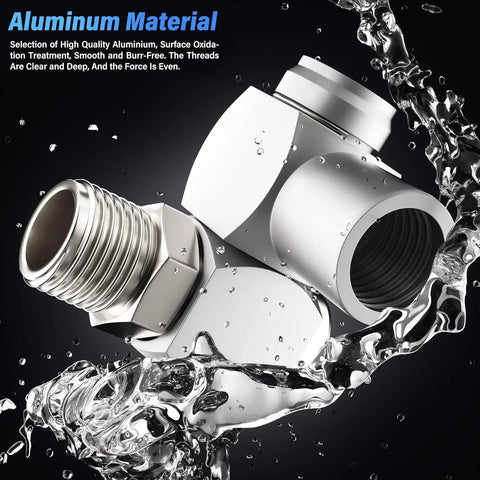 1/4 Inch Air Tool Swivel Fitting 360 Degree Swivel Air Hose Connector Aluminum Adapter Pack Of 4 with water splash effect