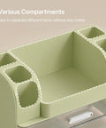 Spacious Desk Organizer With Pencil And Pen Holder 2 Drawers And Side Compartments Desktop Storage for office, home, school.