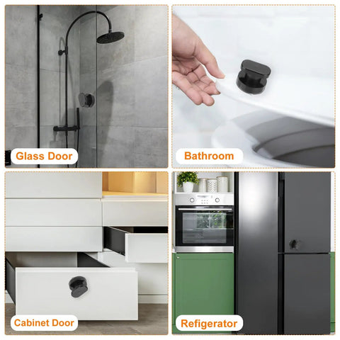 2 Pack Suction Cup Door Handle For Glass Doors And Showers No Drill Self Stick Instant Push Pull Armrest Black 62x50mm Easy Install For Windows Cabinets Toilets Bathroom Home on glass shower door