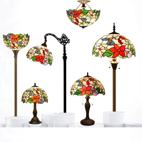 Stained Glass Tiffany Style Hummingbird Table Lamp 12 Inch Shade And 18 Inch Tall Bedside Desk Reading Light S101 Series