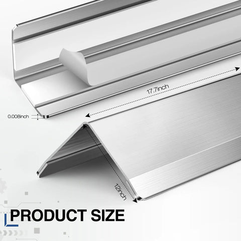 Hella Sick 4 Pack Stainless Steel Wall Corner Protectors Badass 304 Rust Proof Corner Guards dimensions showing 17.7 by 1.18 inches.