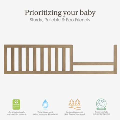 Bradford Toddler Bed Rail Conversion Kit for Full Size Cribs Pinewood Guard Rail to Turn Your Crib Into a Toddler Bed