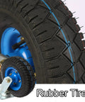 Heavy Duty Rubber Wheel Casters With Pneumatic Tires And Swivel Brake showing a close-up of rubber tires and galvanized steel components.