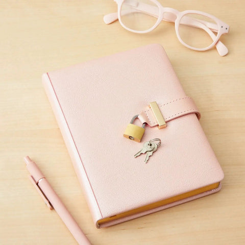Mini Luggage Locks With Keys 12 Pack For Suitcases Diaries And Jewelry Boxes Travel Security attached to pink diary cover