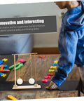 Child using Hands On Physics Experiment Tools Kit with Floating Ball for STEM learning on a wooden table.