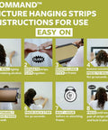 Instructions for using Damage Free Picture Hanging Strips For Walls No Tools Needed Medium And Large White Mounts