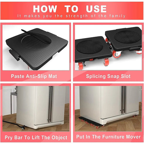 Heavy Furniture Lifter Mover Dolly Set With 360 Degree Rotation Five Wheel Dollies Extendable Crowbar And 400 Kg 800 Lbs Capacity Heavy Duty Moving Tool Kit For Easy Furniture Moves.