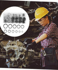 Mechanic using External Circlip Assortment Kit in Carbon Steel with 18 Sizes for automotive repair.
