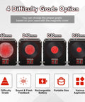 Four targets with digital counters for DIY Light Sensitive Shooting Target Kit For Soldering Practice, 4 difficulty modes shown