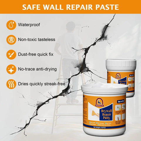 All Purpose Drywall Repair Kit 2 Pack With Scraper Spackle For Holes And Cracks Quick Dry Water Resistant Wall Patch For Plaster And Home Walls Safe Resin Formula No Harmful Ingredients Made For Easy No Mess Repairs