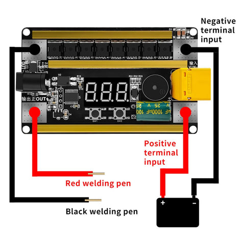 Handheld 12V Spot Welder Control Board Kit With 99 Power Levels And 2400A Peak Output DIY PCB Circuit wiring diagram