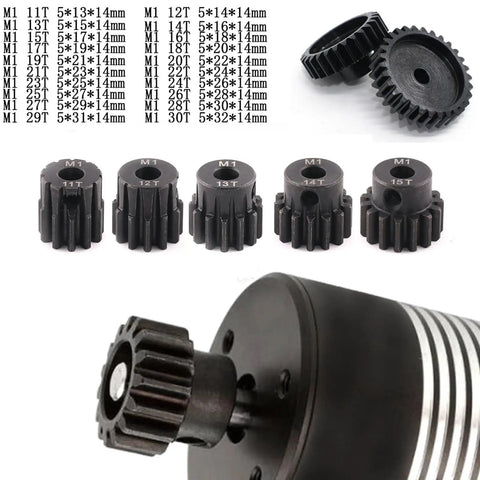 Beefy 5Pc Pinion Gear Set For 5mm Shaft RC Motors 11T 12T 13T 14T 15T Hardened Steel With Screwdriver Included Fits 5mm RC Cars Trucks Buggies