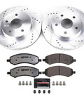 PowerStop front brake kit: two drilled and slotted rotors with ceramic pads for Chrysler Aspen, Dodge Durango, Ram 1500