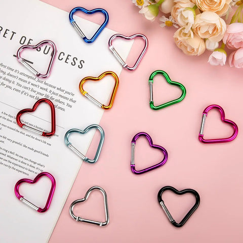Heart Shaped Carabiner Clips 30 Pack Alloy Aluminum Keychain Attachments for Backpacks Hiking Camping Gear Colorful Clips