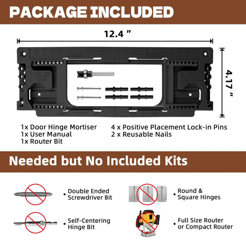Pro Grade Door Jamb Hinge Jig For Easy No Fuss Install Across Eight Size Options From 2-1/2 In To 6 In includes door hinge mortiser
