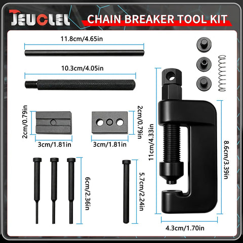 13 Piece Chain Breaker Tool Kit With Rivet And Roller Chain Link Removal Tool Heavy Duty Chain Splitter components display