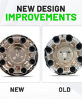 Comparison of new and old 8 Lug Chrome Wheel Center Caps for 1998-2013 Chevy Silverado GMC Sierra