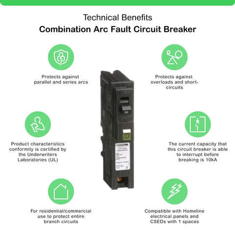 Homeline 20 Amp 1 Pole CAFCI Plug On Neutral Circuit Breaker For 120V Homes With Time Saving Diagnostics Easy Install And Reliable Arc Fault Protection