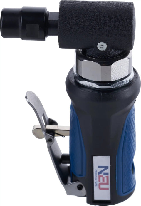 Compact Pneumatic Die Grinder Set With Straight And Right Angle Heads For Tight Spaces Includes One Quarter And One Eighth Inch Collets