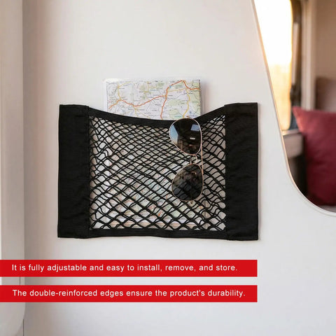 Four Pack Elastic Cargo Nets For Car SUV Truck RV Boat Stretchable Mesh Storage Pouches with map and sunglasses