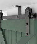 Close-up of 9 Ft Ceiling Mount Sliding Barn Door Hardware Kit For 54 Inch Wide Single Wood Door Built Tough Steel Smooth And Quiet Operation