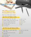 71-In-1 Magnetic Screwdriver Set with Ratcheting and Precision Bits displayed with gift box and bit details.