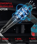 Onevan Cordless Electric Rivet Gun With Two 20 Volt Batteries And Fast Charger Brushless Motor close-up of motor details.