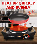 Portable 1500W Electric Hot Plate Stove With Adjustable Temperature Stay Cool Handles Compact 7.3 Inch Cooktop in use