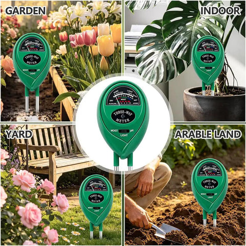3 In 1 Soil Tester Meter For Moisture pH And Light No Batteries Required Battery Free Easy Readouts For Plants And Home Gardeners Quick Accurate Readings For Smart Gardening in garden, indoor, yard and arable land