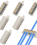 Six Piece 10 AWG Wire Connector Kit with 60 Amp 16 to 10 Gauge Brass Terminal Butt Connectors and Waterproof ABS Fireproof Casing