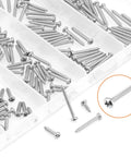 Number 2 To 3/4 Inch Stainless Steel Wood Screws Set 304 Stainless Phillips Pan Head Self Tapping 250 Pieces Assortment Kit