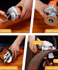 Amazon handheld chamfer tool with orange body and metal head; blade installed, depth and knob adjustments.