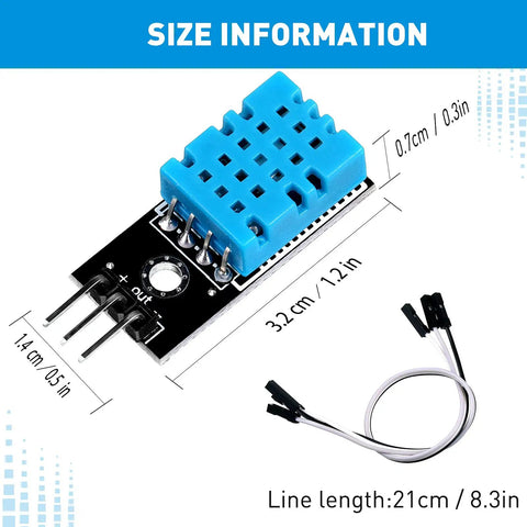 DHT11 Temperature And Humidity Sensor Module 10 Pack Digital Single Bus 3.3V-5V with wires for Arduino and Raspberry Pi