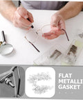 Person repairing eyeglasses using 200 Piece Eyeglass Gaskets And Washers Set For Metal Rimless Frames Quick Spectacle Repairs