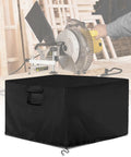 Boss Grade Miter Saw Cover Portable Table Sheet Protector With Beefy 420D Oxford Fabric All Weather Dust Guard Size 27x24x19 inches, solid black.