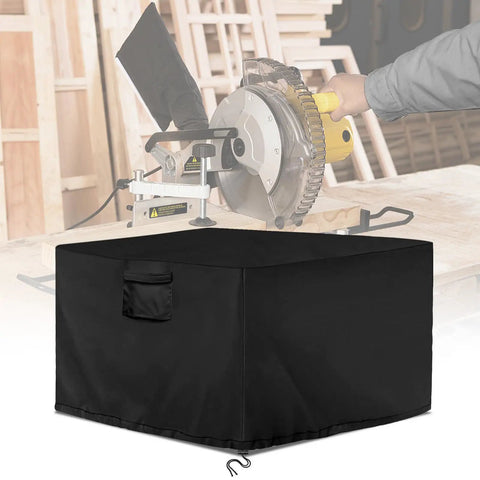 Boss Grade Miter Saw Cover Portable Table Sheet Protector With Beefy 420D Oxford Fabric All Weather Dust Guard Size 27x24x19 inches, solid black.