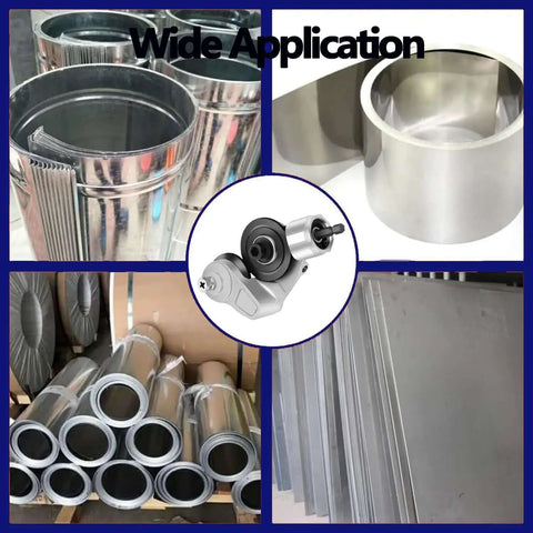 Heavy Duty Electric Drill Plate Cutter For Sheet Metal Cutting, showing adapter, wide application on aluminum, steel, copper, and iron.