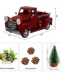 Big Metal Truck Centerpiece With Sunflowers And Honey Bees, vintage pickup style, red light accent, artificial eucalyptus