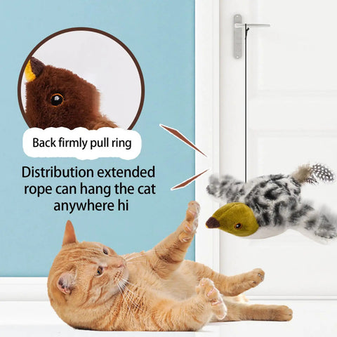 Motion Activated Plush Bird Toy For Indoor Cats With Realistic Sounds, Rechargeable Interactive Pet Toy That Auto Starts, Quiet Hands Free Playtime Buddy For Curious Cats And Busy Owners, hanging plush bird with cat