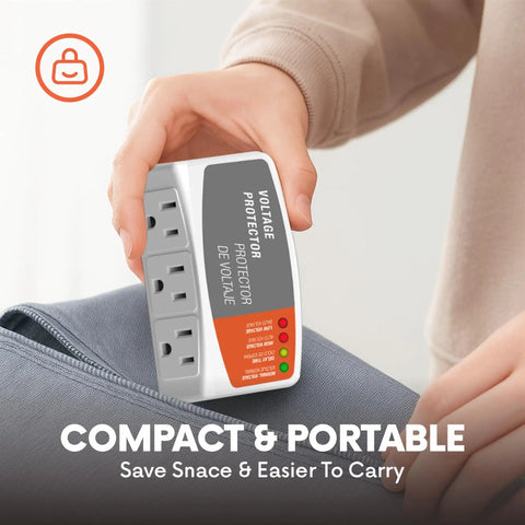 Three Outlet Refrigerator Surge Protector Wall Plug With Automatic Voltage Protection for Fridge AC and Washer 1800W 120V 15A