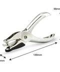 Side view of Three Pack Single Hole Punch Pliers Set With 10 Sheet Capacity, showing ergonomic handle in silver finish.