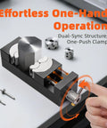 Precision Mini Drill Press Vise Featuring Self Adjusting Fractal Grips And Rock Solid Power For Irregular Pieces Around Two Forty Four Inch Jaw Size Hella Tough Aluminum Desktop Clamp crafted for effortless one-hand operation.