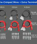 Speaker Wire Connector Kit With 30 Insulated Spade Terminals, red and black wires with terminals for 18AWG cable