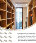 Silver Finish Cabinet Shelf Support Pegs 20 Pack For Cabinets, Bookcases, Closets, and Cupboards in a wooden closet