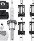 Three Pack 300mm HGR20 HGH20 Linear Sliding Rail Guide Kit With Four HGH20CA Carriages And RM1605 Ball Screw Set close-up view.