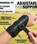 Person adjusting Two In One Golf Swing Training Kit with Wrist Stabilizer, showing two-buckle fastening and padded interior.