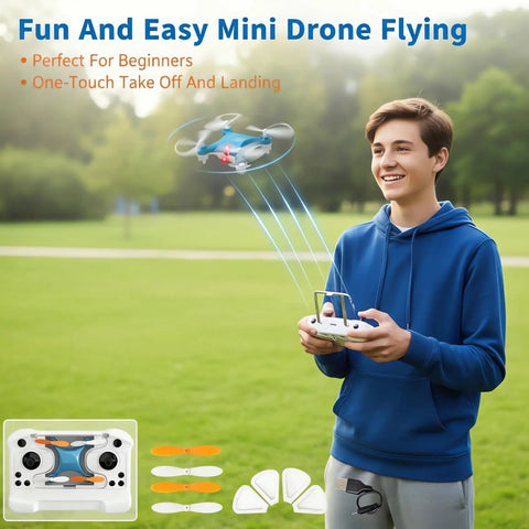 Person flying Ultra Dope Mini Drone For Beginners With Easy Stunt Flights And 360 Degree Tricks Indoor Outdoor Quadcopter in park