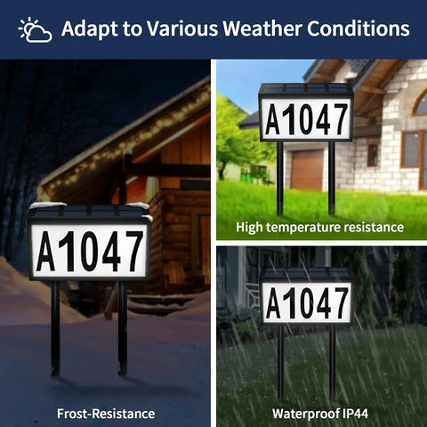 Lighted House Numbers For Outside Solar Powered LED Address Sign For Home Garden Yard with A1047 in various conditions