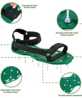 Diagram of All New Velcro Lawn Aerator Shoes With Easy On Straps And Heavy Duty Spiked Sandals For Lawn Care. Details highlighted.