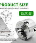 Diagram and image of K11 80 Self Centering 3 Inch Lathe Chuck with 3 jaw and set jaw, 4000 RPM for precision turning.